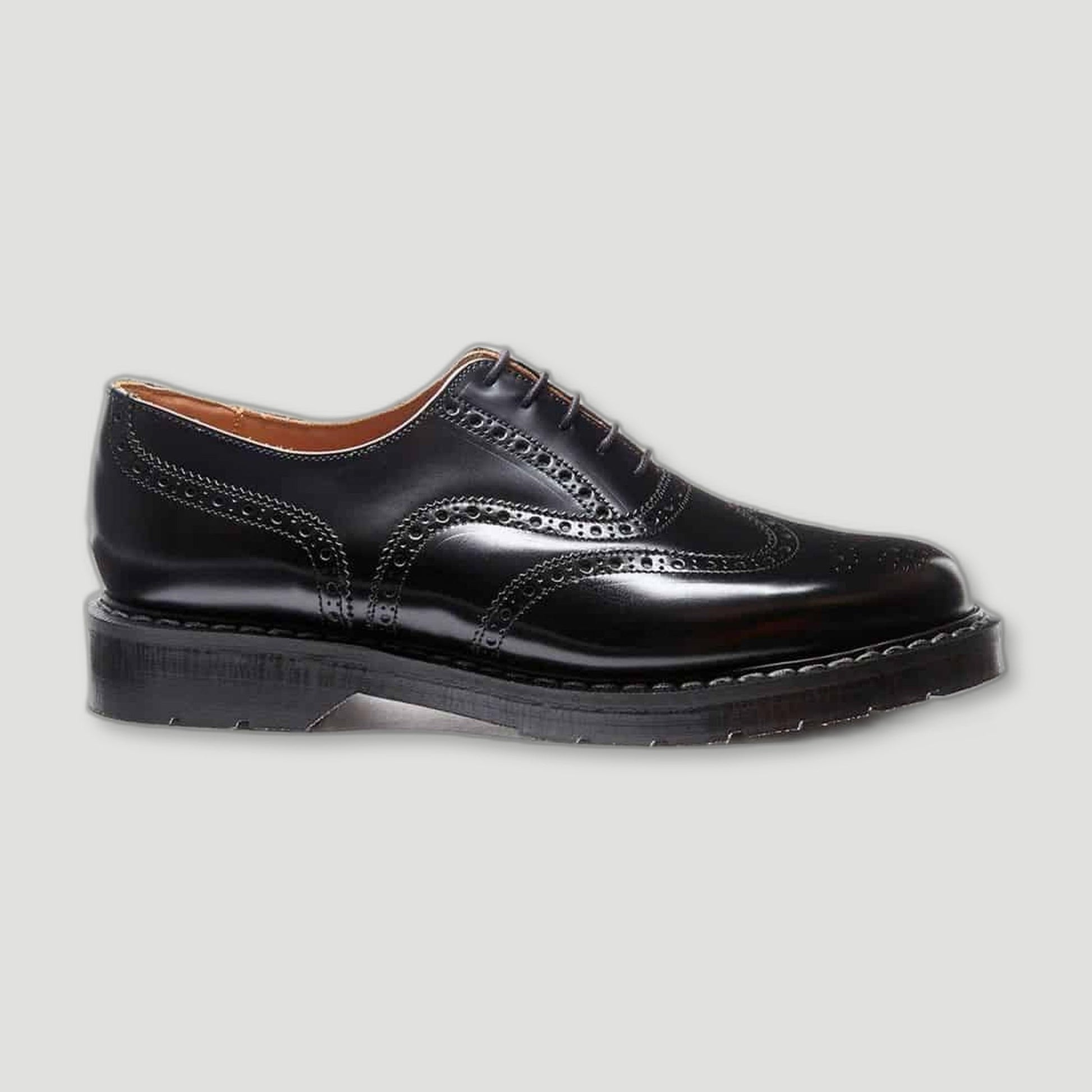 Black Hi-Shine English Brogue Shoe