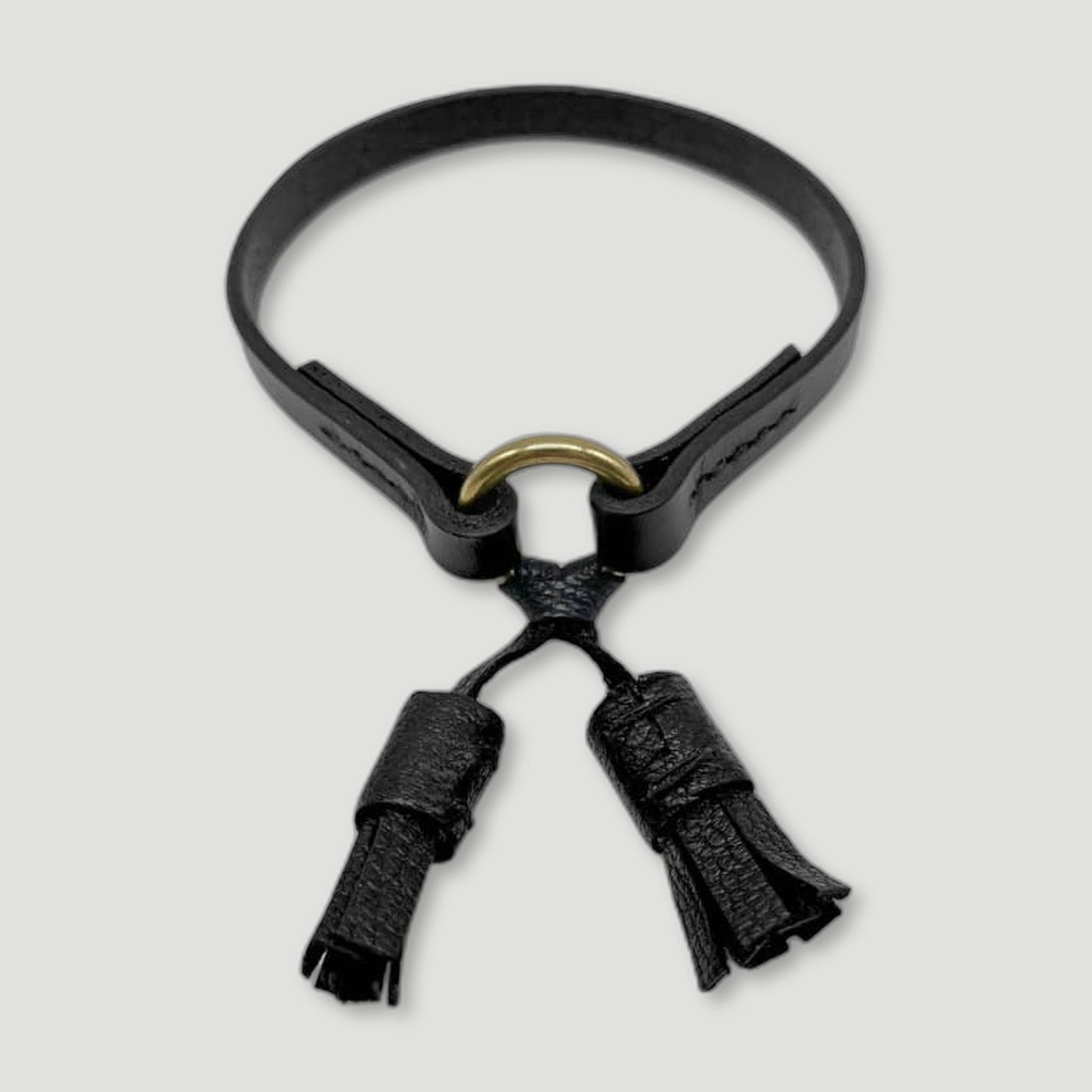 Black Leather Dog Collar - 'Moccasin tassel' House Collar from Seldom Found - British Made Dog Collars