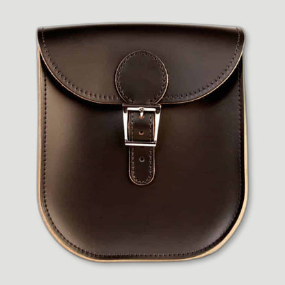 Front view of Black Milkman Satchel from Brit Stitch - British Made Leather Satchels