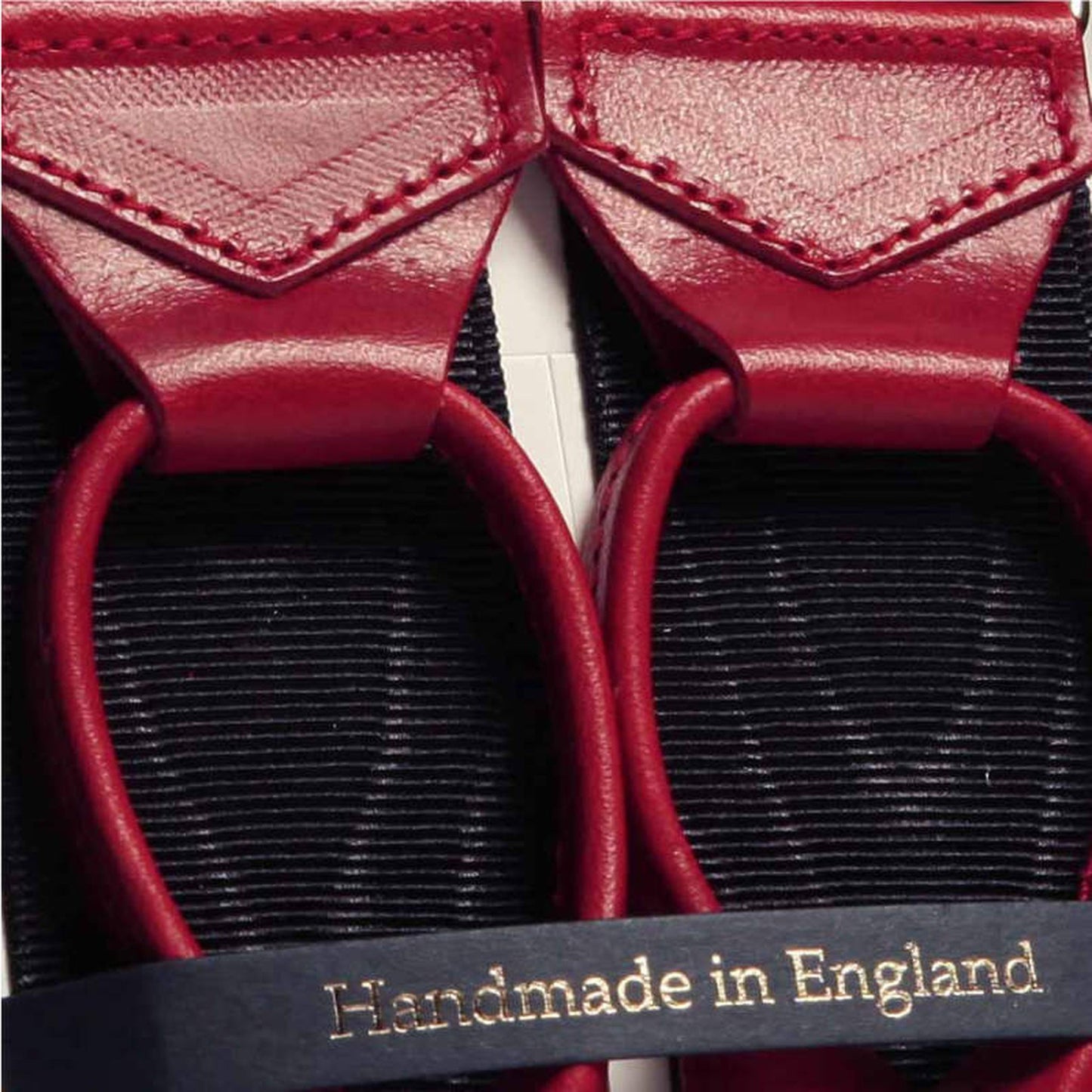 Black Moire Braces with Red Leather