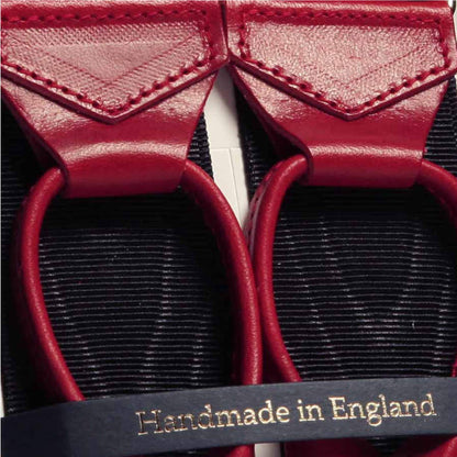 Black Moire Braces with Red Leather