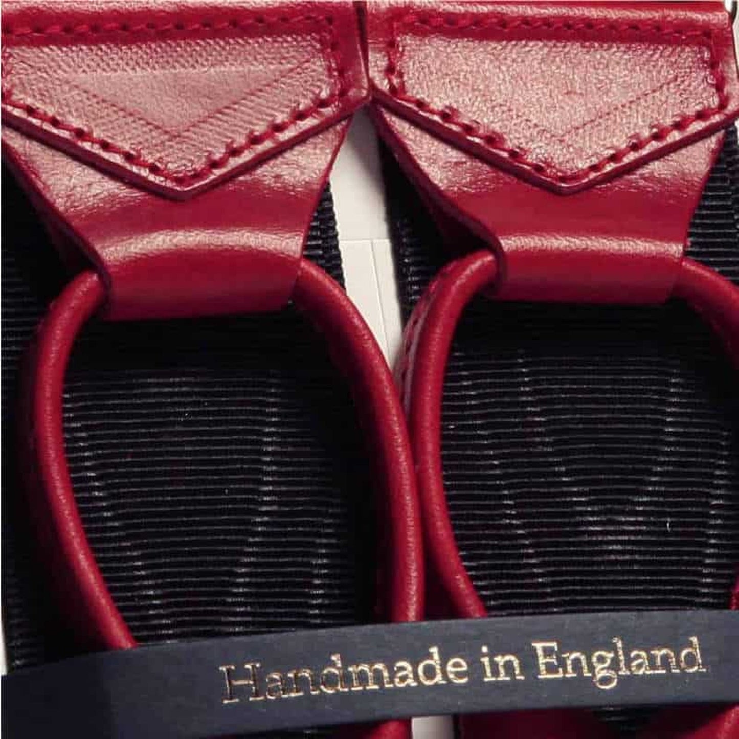 Black Moire Braces with Red Leather