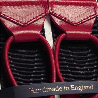 Black Moire Braces with Red Leather