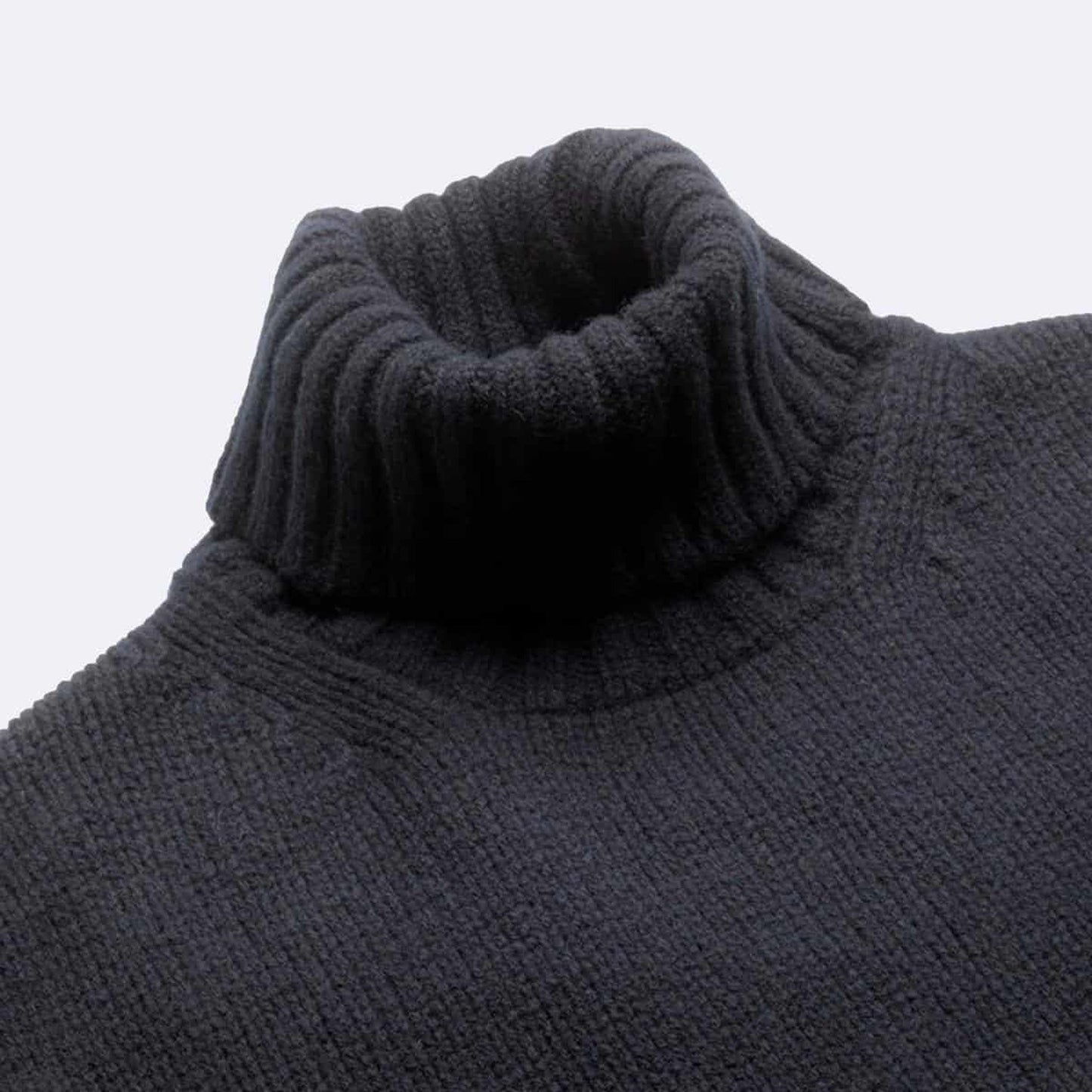 Black Newman Lambswool Roll Neck Jumper