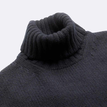 Black Newman Lambswool Roll Neck Jumper