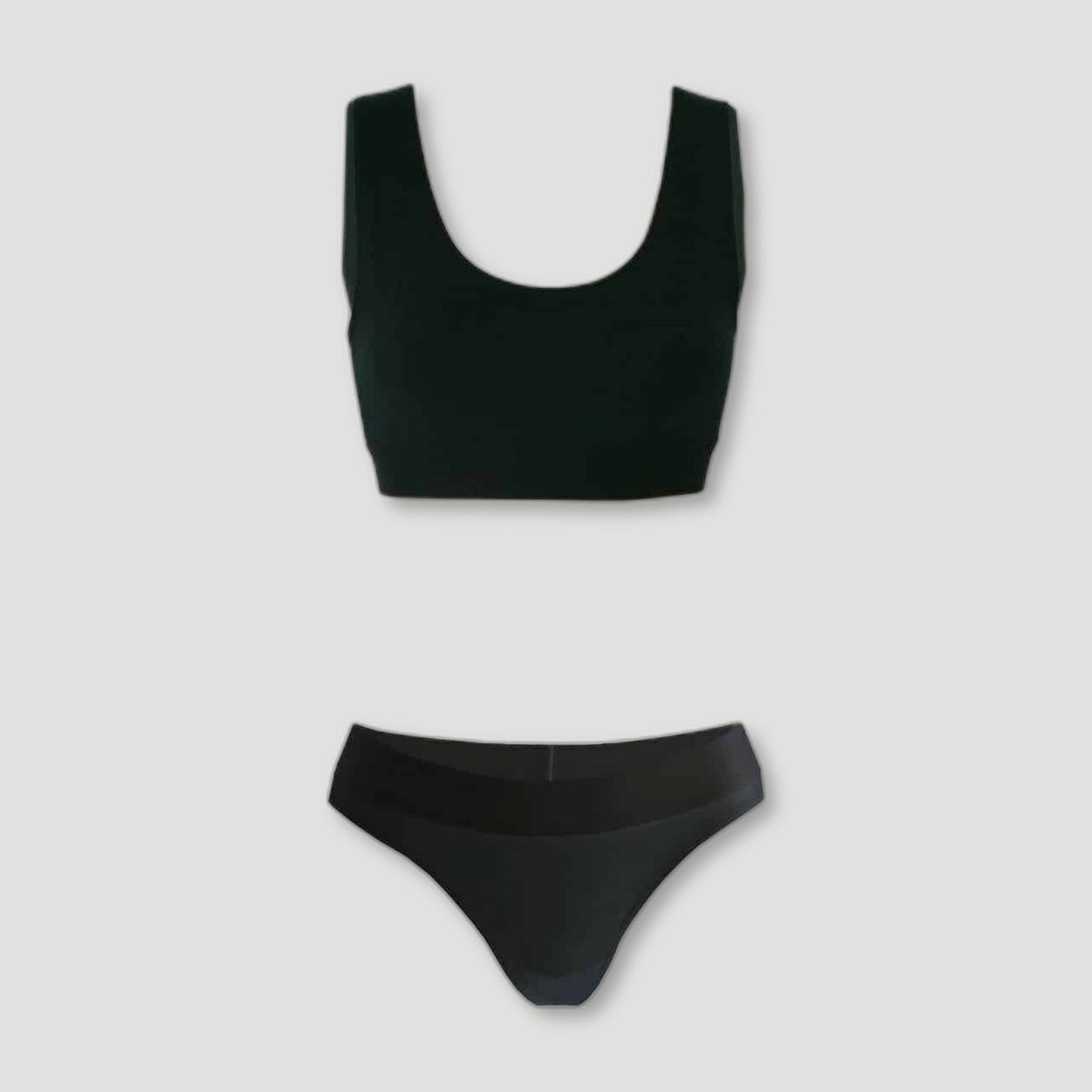 Black Organic Bamboo Sports Bra & Thong Set