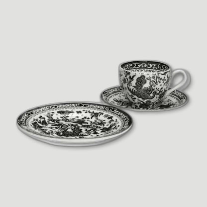 Black Regal Peacock Teacup Gift Set from Burleigh Pottery - British Made Tableware