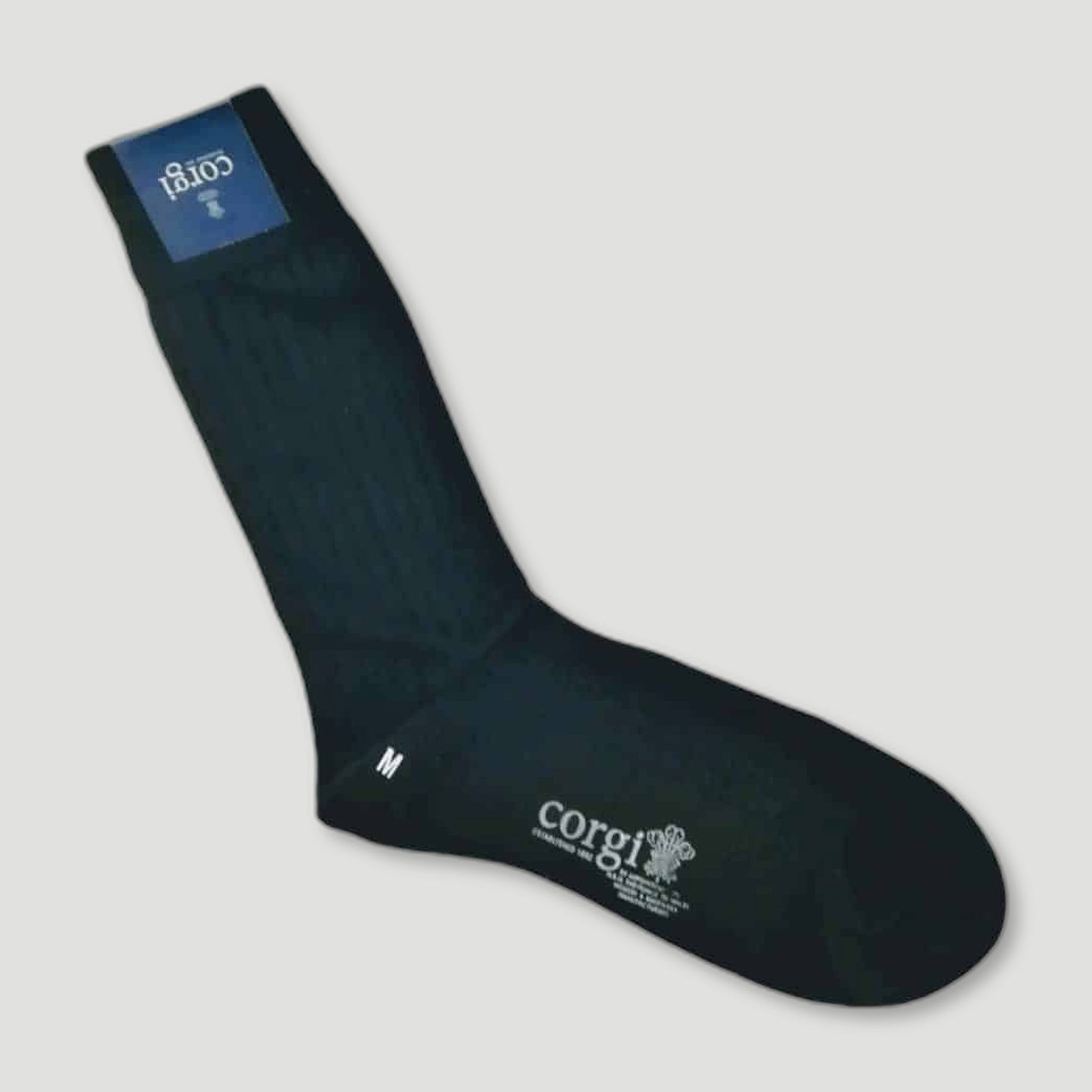 Black Wool Socks | Lightweight from Corgi Socks - British Made Wool Socks