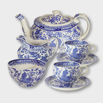 Blue Regal Peacock Tea Set