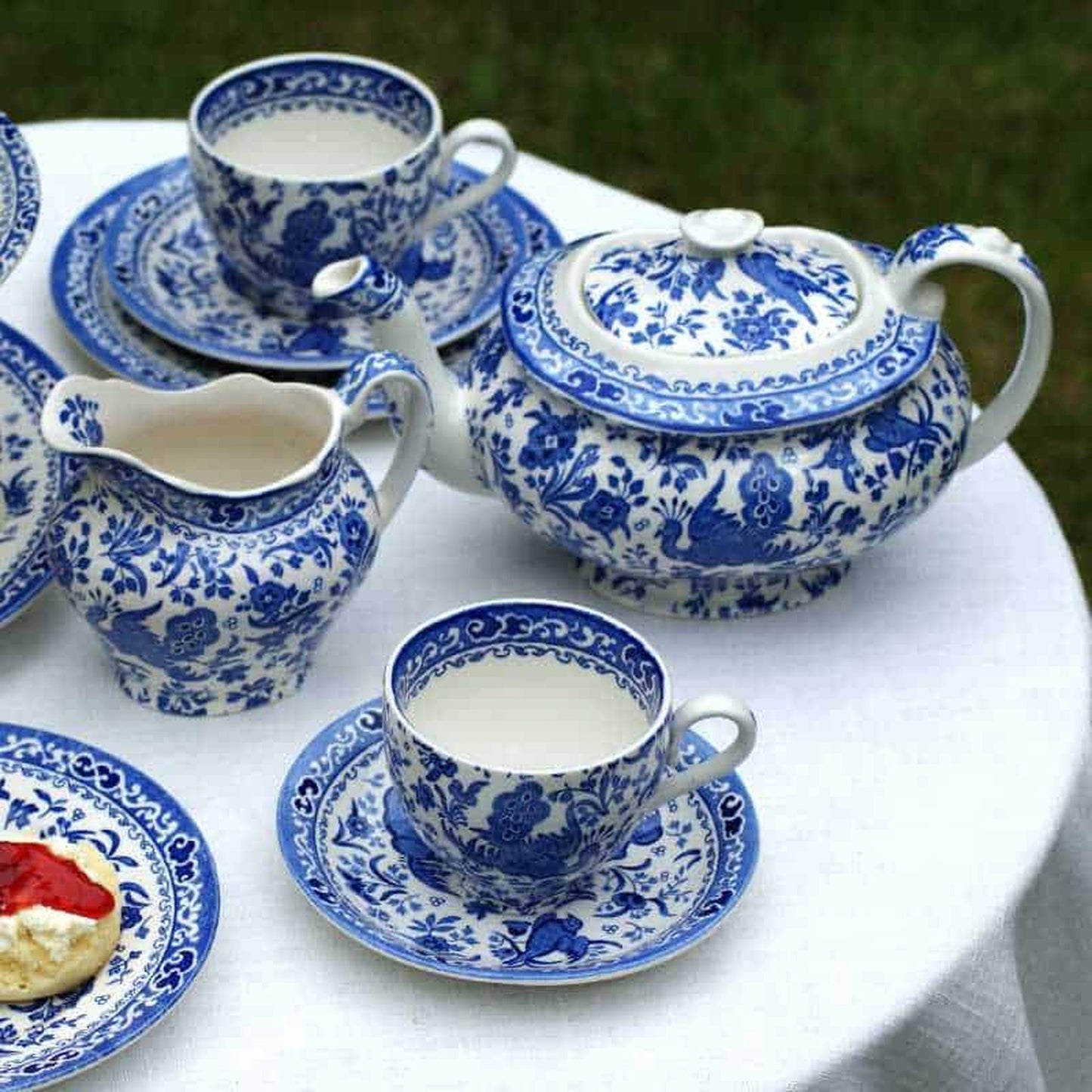 Blue Regal Peacock Tea Set