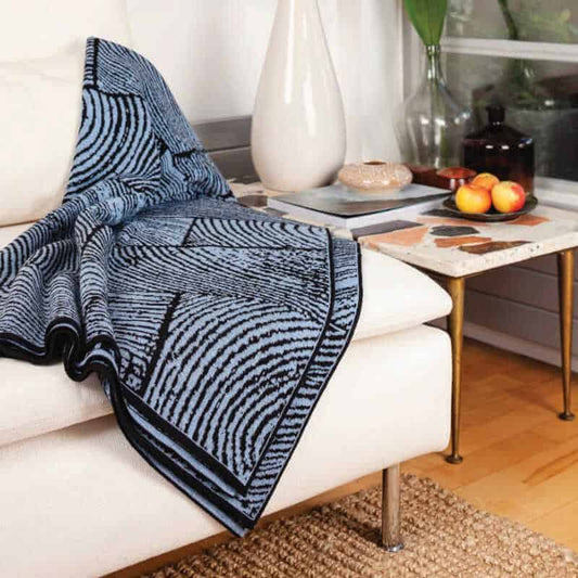 Blue Wood Block Throw