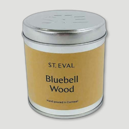Front view of Bluebell Wood Tin Candle from St Eval Candles - British Made Candles