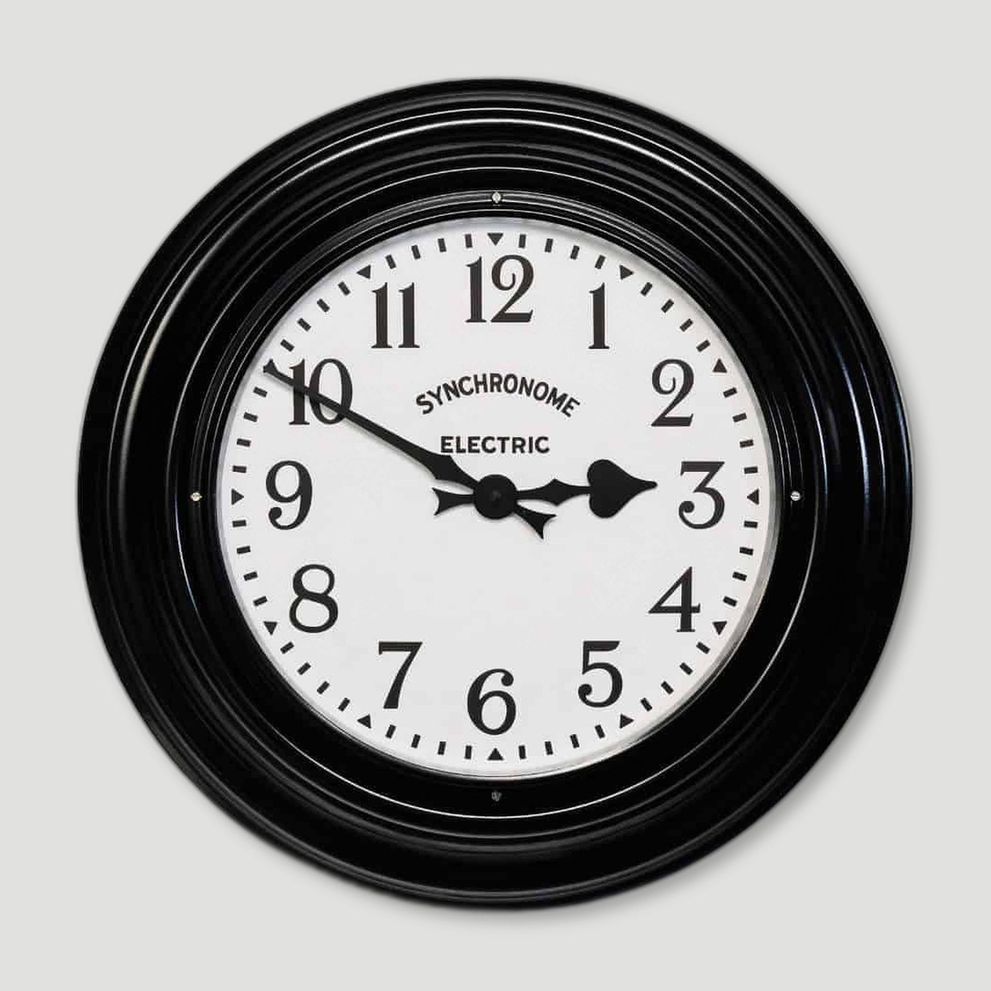 Front view of British Museum Clock Arabic Numerals from Synchronome Clocks - British Made Wall Clocks