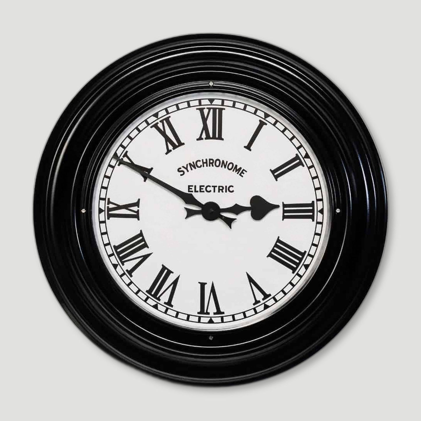 Front view of British Museum Clock Roman Numerals from Synchronome Clocks - British Made Wall Clocks