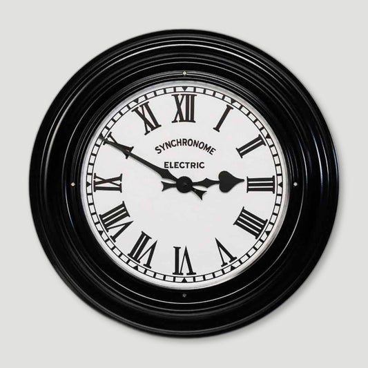 Front view of British Museum Clock Roman Numerals from Synchronome Clocks - British Made Wall Clocks