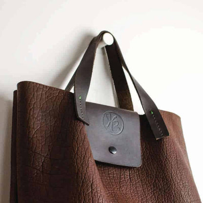 Brown Bison Leather Tote Bag