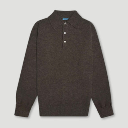 Brown Kelly Long Sleeve Sports Collar Jumper from Malloch's - British Made Wool Jumpers