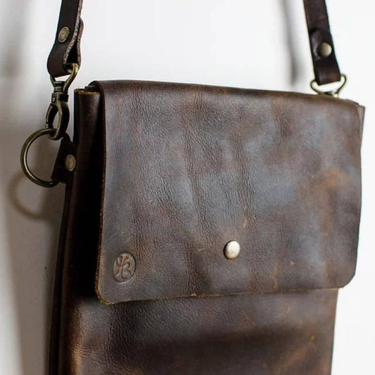 Brown Kodiak Leather Over The Shoulder Bag