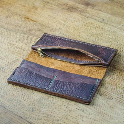 Brown Kodiak Leather Purse Zip