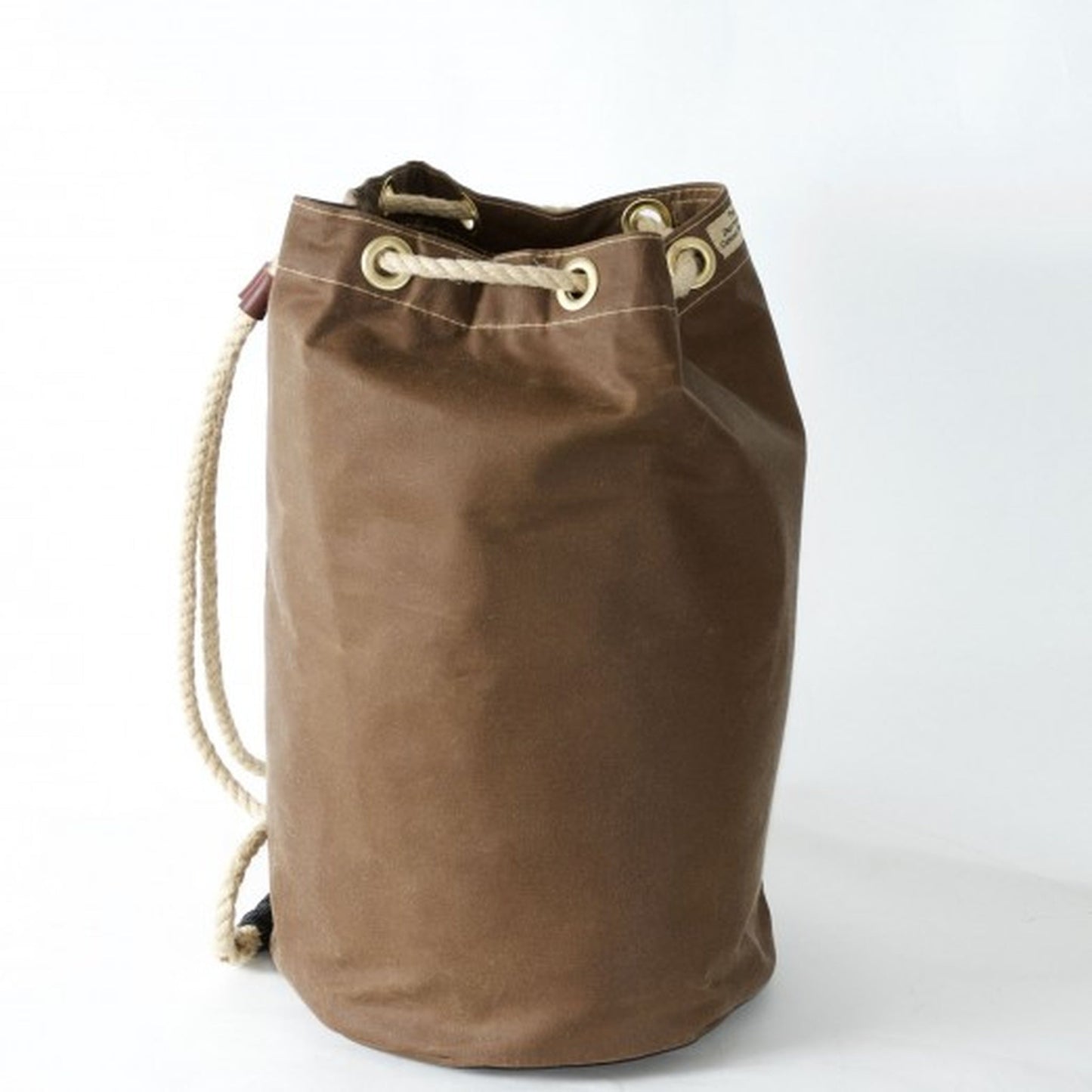 BROWN WAXED COTTON DUFFEL BAG