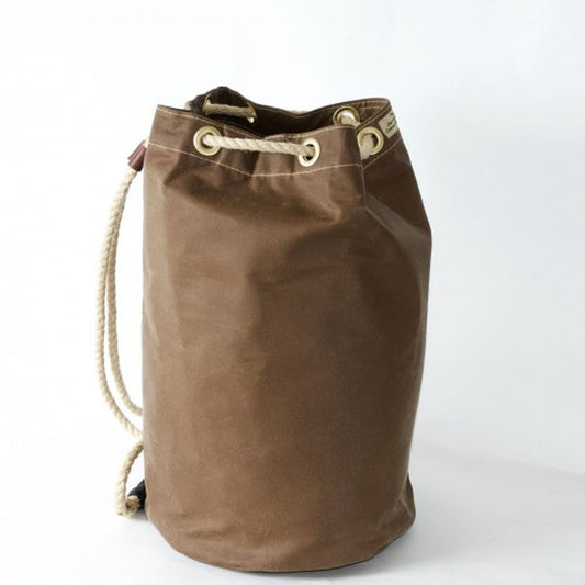 BROWN WAXED COTTON DUFFEL BAG