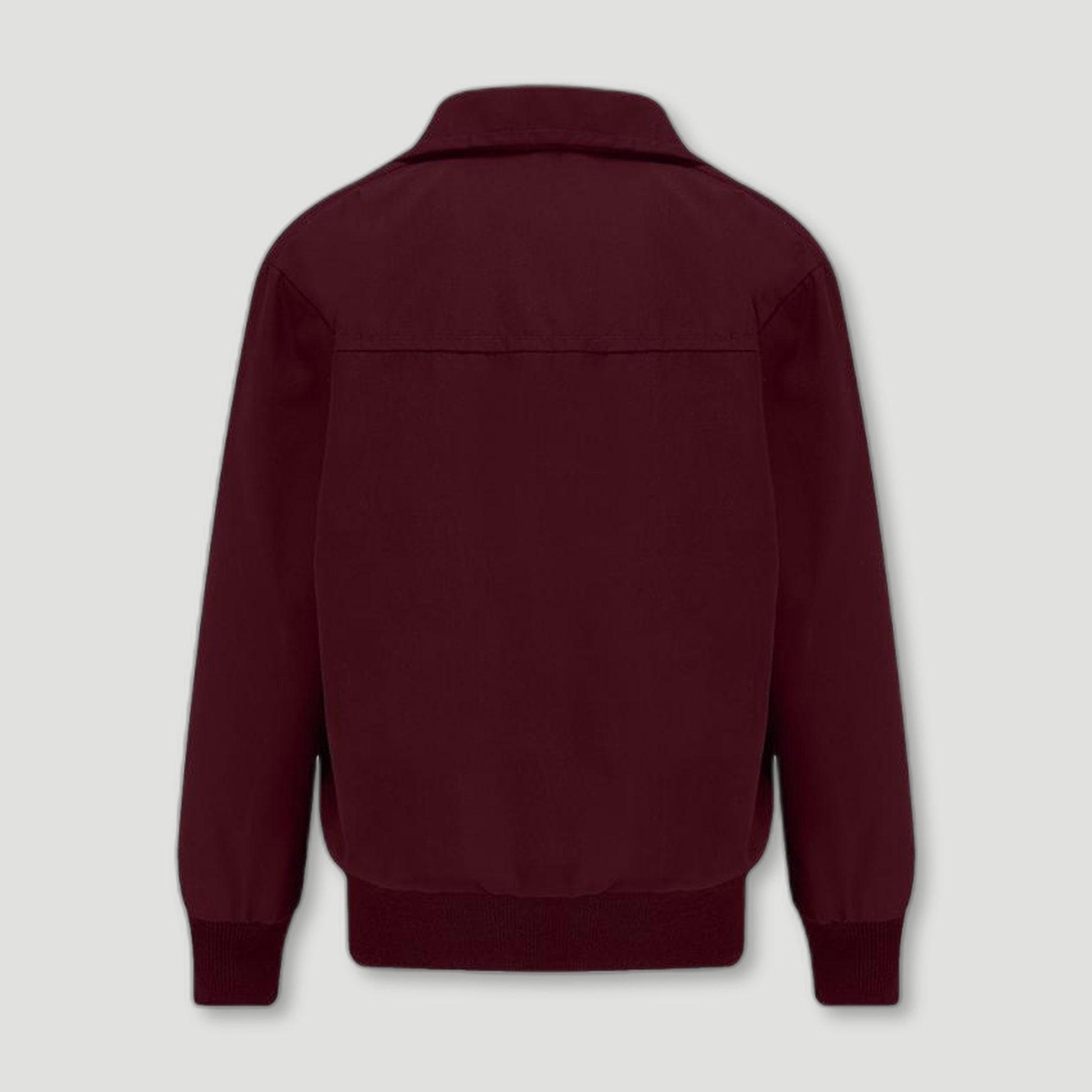 Back view of Burgundy Carnaby Boys Bomber Jacket from Brittanical London - British Made Children's Coats