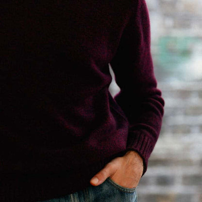 Burgundy Dean Lambswool Crew Neck Jumper