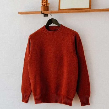Burnt Orange Dean Lambswool Crew Neck Jumper