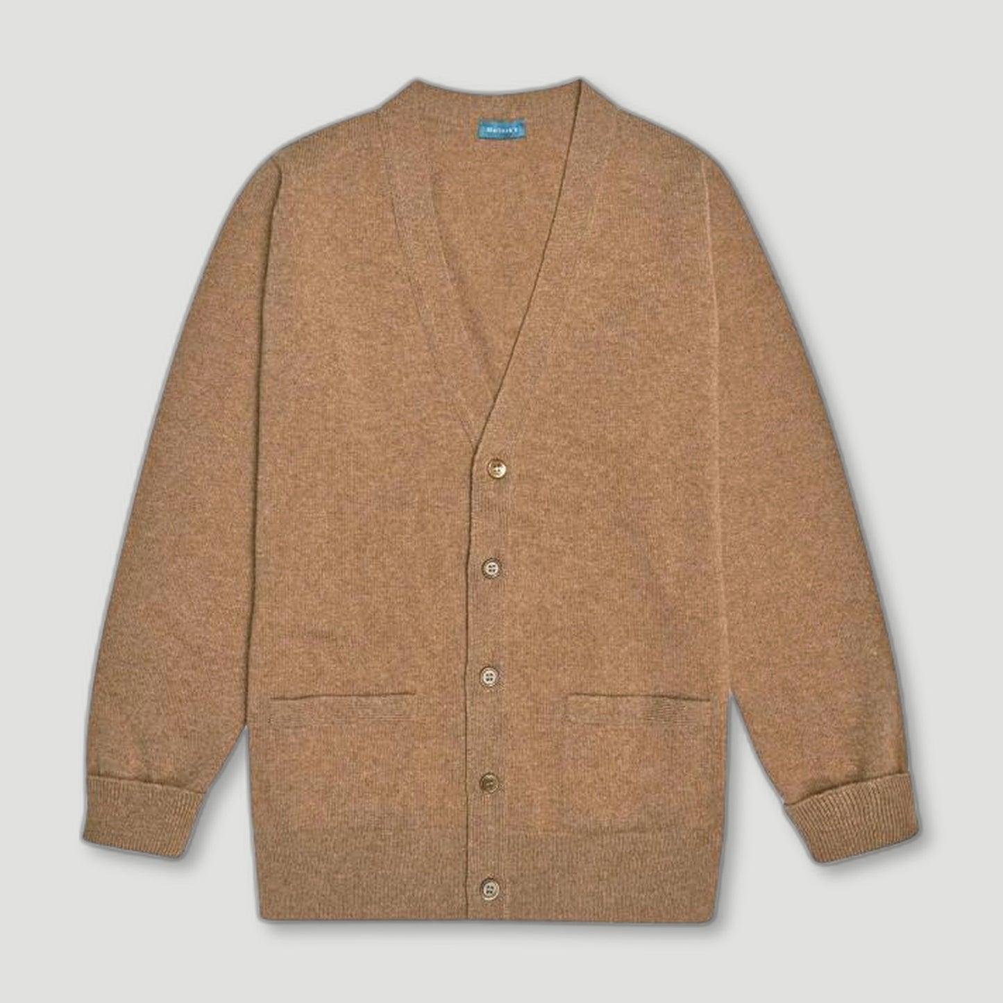 Camel Stewart Fine Lambswool Cardigan from Malloch's - British Made Wool Jumpers