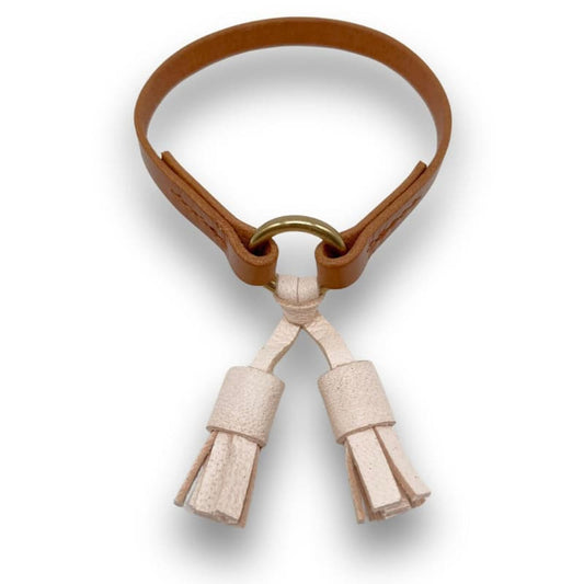 Caramel Leather Dog Collar - 'Moccasin tassel' House Collar