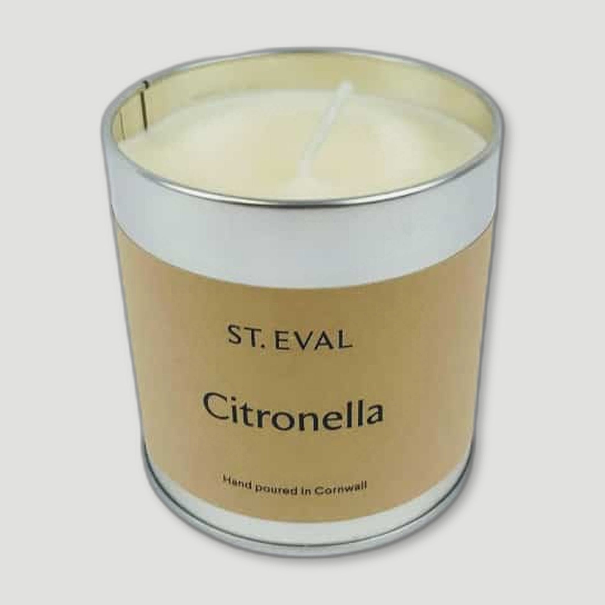 Top view of Citronella Tin Candle from St Eval Candles - British Made Candles