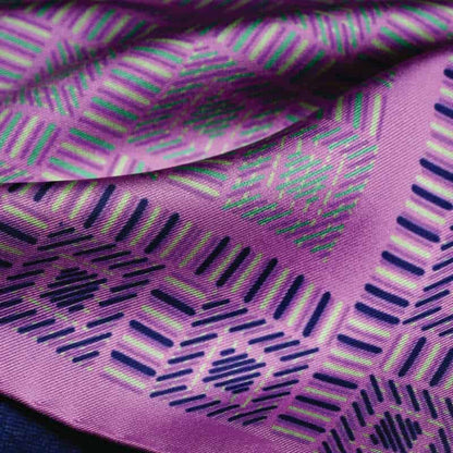 City Squares Silk Pocket Square - Pink & Mauve