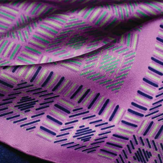 City Squares Silk Pocket Square - Pink & Mauve