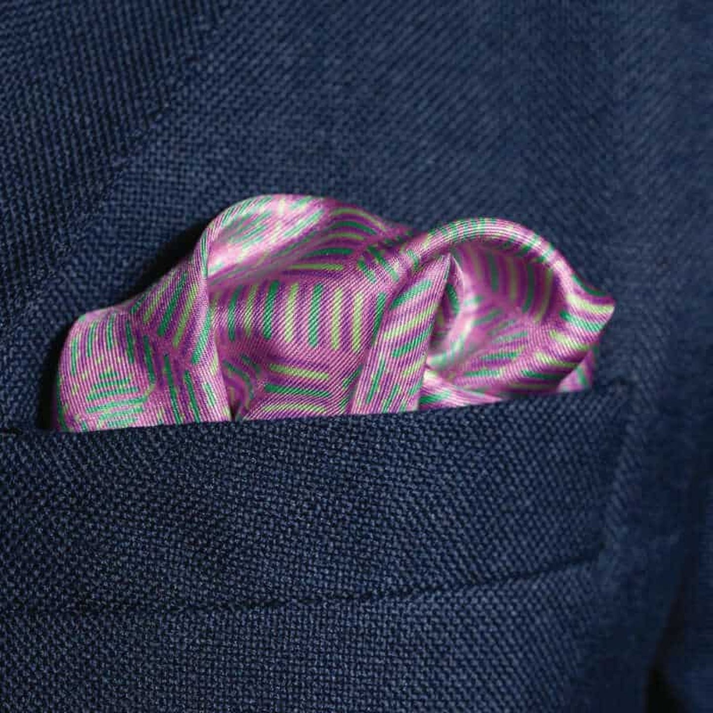 City Squares Silk Pocket Square - Pink & Mauve