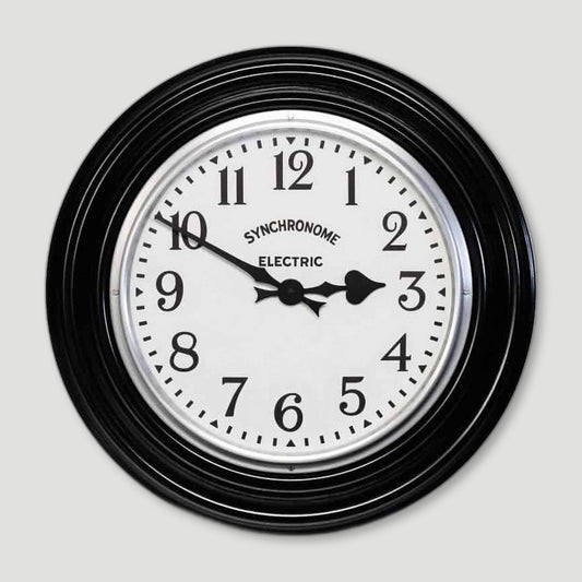 Classic Black Factory Clock Arabic Numerals from Synchronome Clocks - British Made Wall Clocks