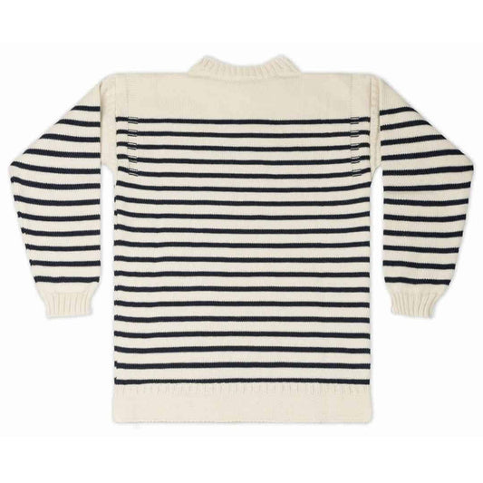 CREAM AND NAVY STRIPES TRADITIONAL GUERNSEY JUMPER