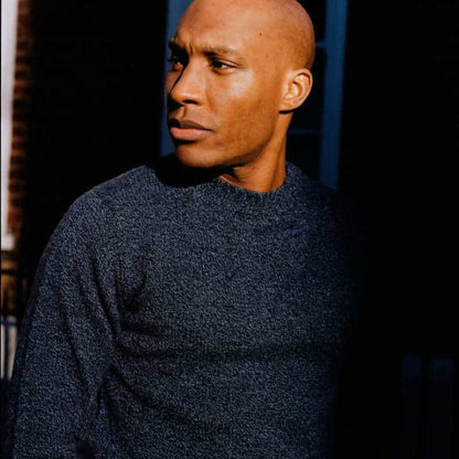 Denim Blue Dean Lambswool Crew Neck Jumper