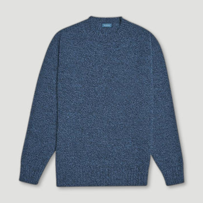 Denim Blue Dean Lambswool Crew Neck Jumper from Malloch's - British Made Wool Jumpers