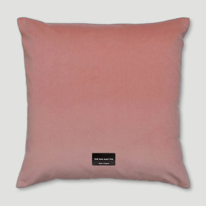Back view of Dorsey Pink Cushion from One Nine Eight Five - British Made Homeware