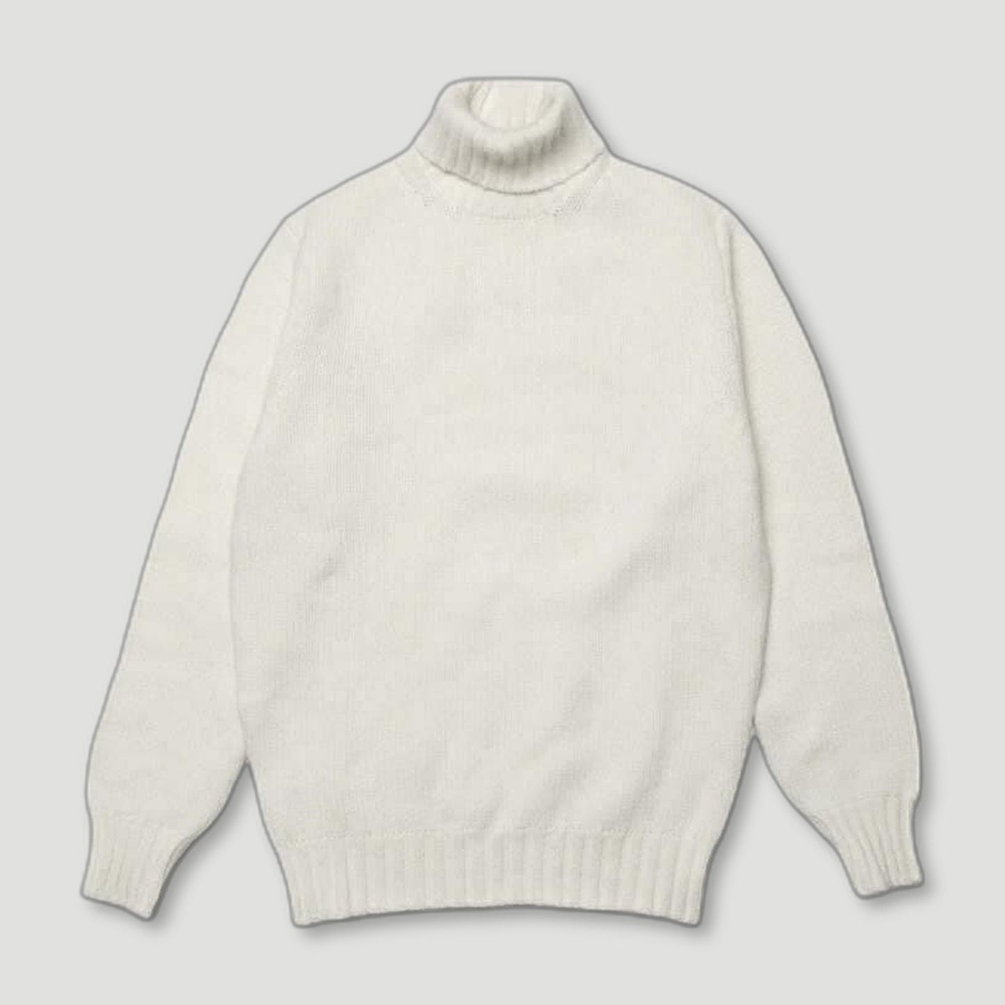 Ecru Newman Lambswool Roll Neck Jumper from Malloch's - British Made Wool Jumpers