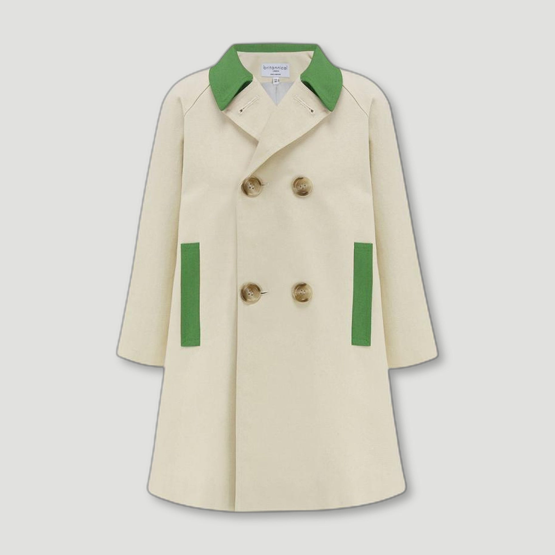 Front view of Fulham Boys Bridge Coat Apple from Brittanical London - British Made Children's Coats