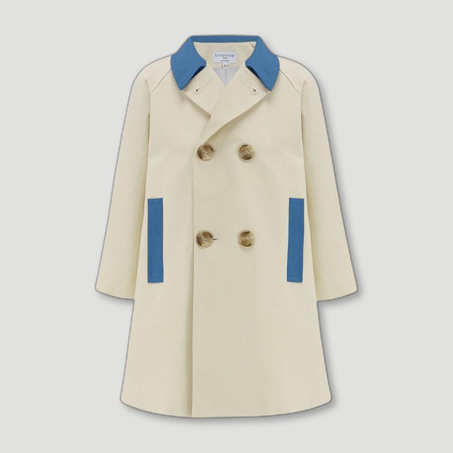 Front view of Fulham Boys Bridge Coat Delft from Brittanical London - British Made Children's Coats