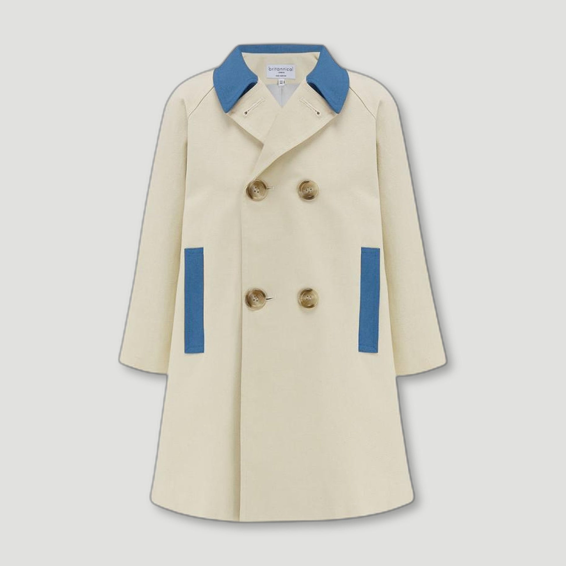 Front view of Fulham Boys Bridge Coat Delft from Brittanical London - British Made Children's Coats