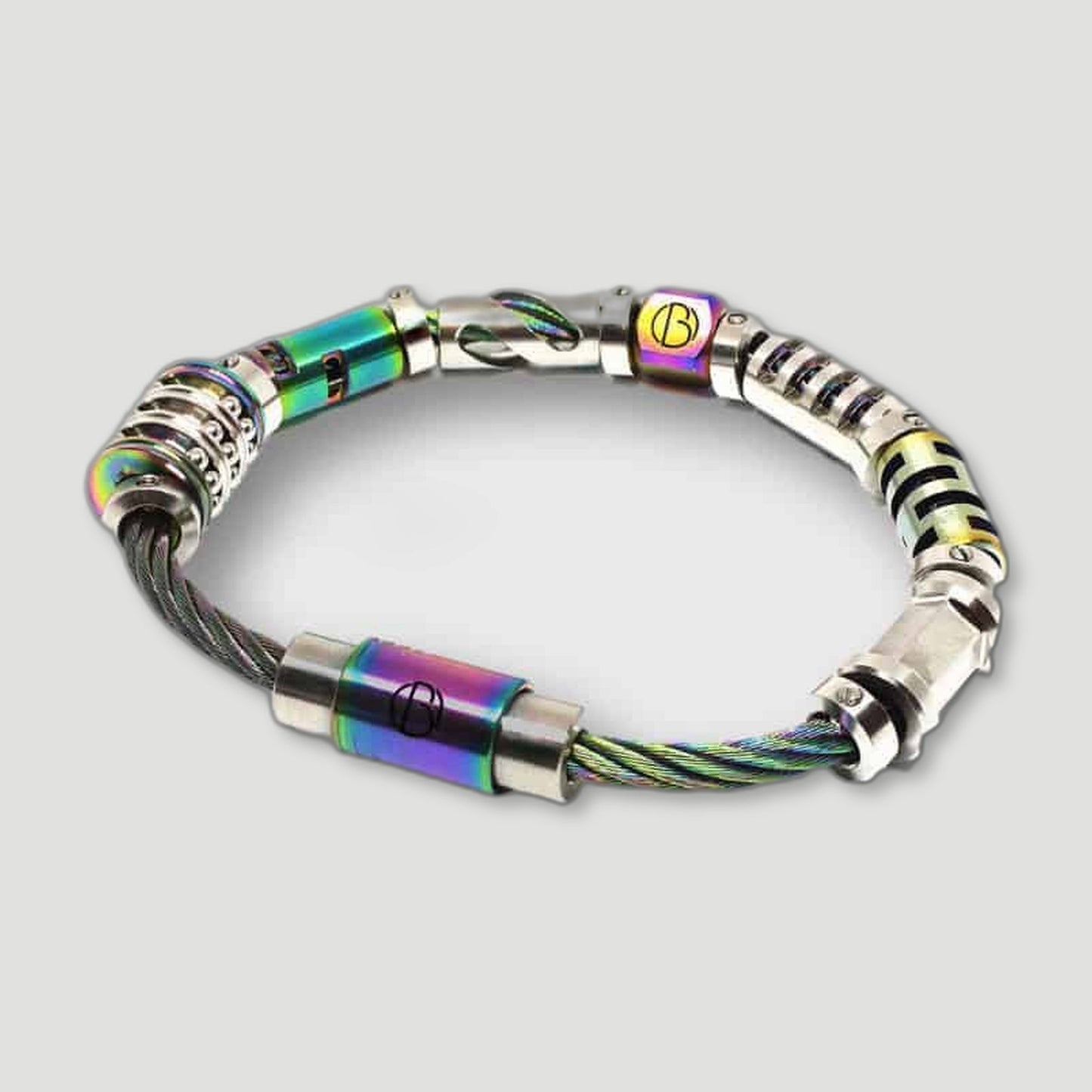 Fully Loaded Chromatic CABLE Stainless Steel Bracelet from Bailey of Sheffield - British Made Men'S Jewellery