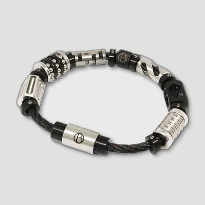 Fully Loaded Midnight CABLE Stainless Steel Bracelet V2 from Bailey of Sheffield - British Made Men'S Jewellery