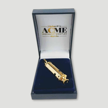Front view of Gold Plated Metropolitan Police Whistle 15 from ACME Whistles - British Made Whistles