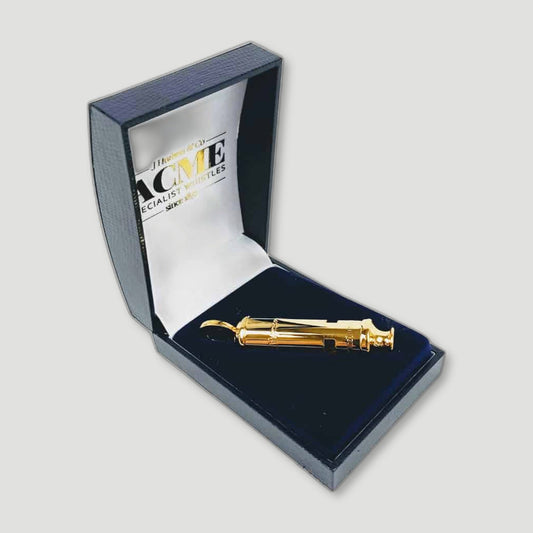 Side view of Gold Plated Metropolitan Police Whistle 15 from ACME Whistles - British Made Whistles