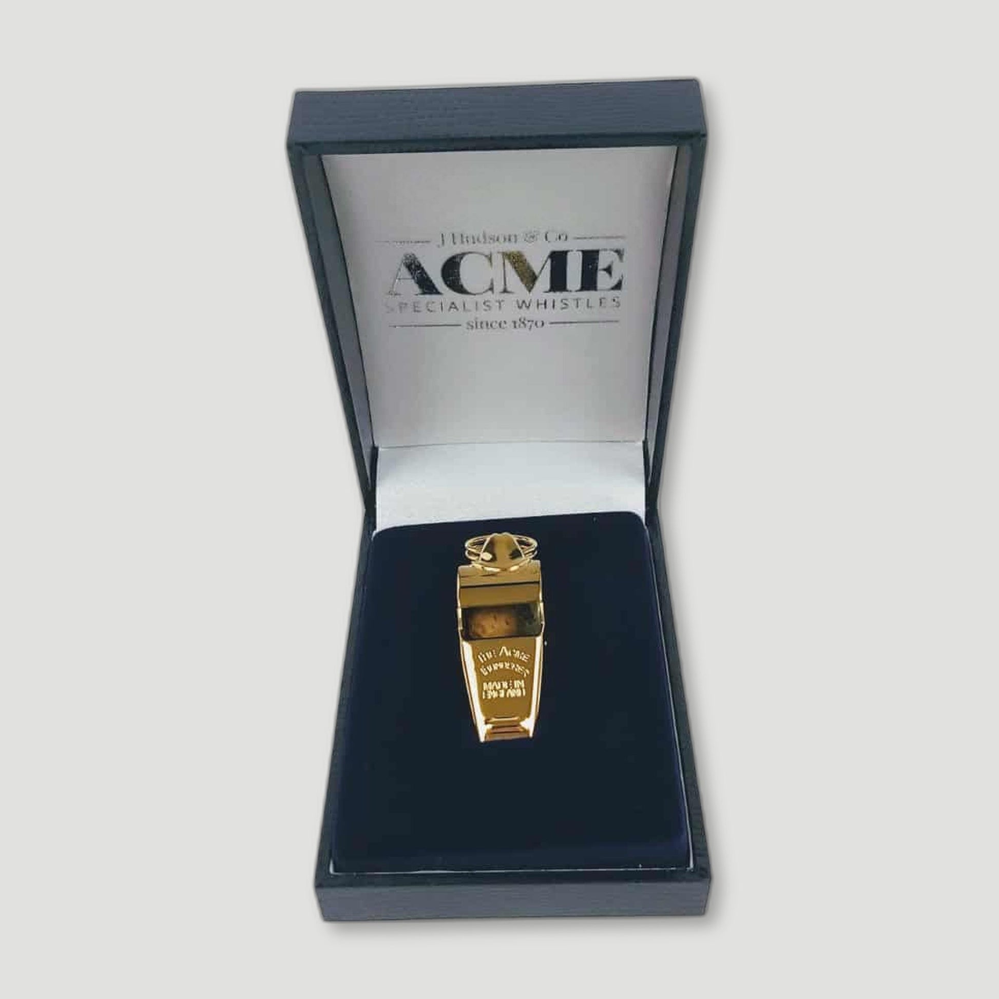 Front view of Gold Plated Thunderer Whistle from ACME Whistles - British Made Whistles