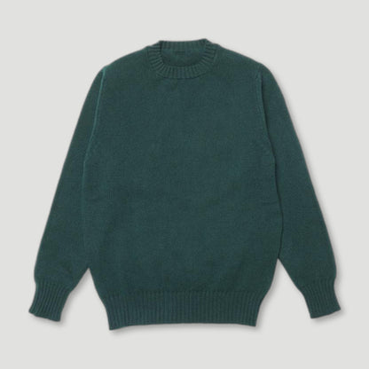 Green Dean Lambswool Crew Neck Jumper from Malloch's - British Made Wool Jumpers