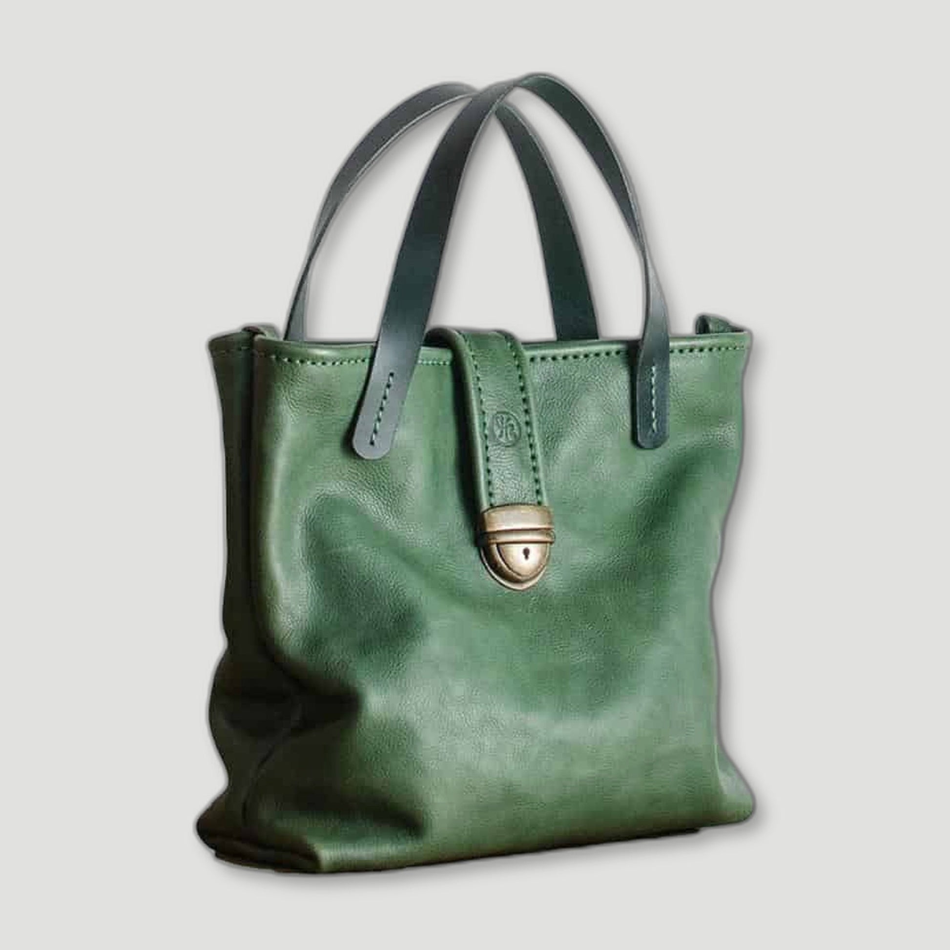 Green Italian Leather Tote Bag from Heather Borg - British Made Leather Bags